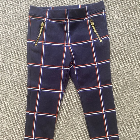 Janie and Jack Navy Plaid Leggings w Zippers EUC - Picture 4 of 8